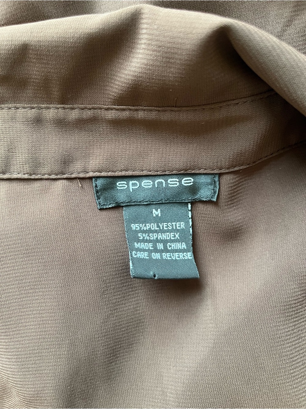 Spense Brown Ruffle Front Button-Down Blouse - Picture 3 of 5